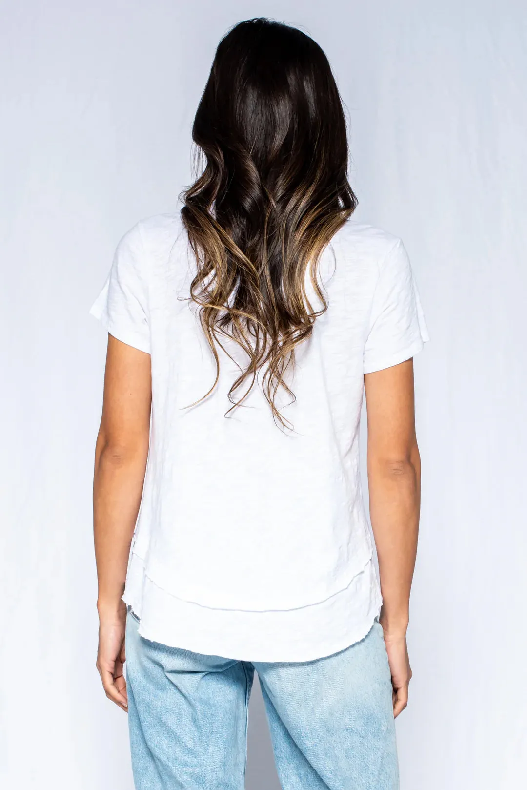 Short Sleeve Mock Layer in white by Wilt