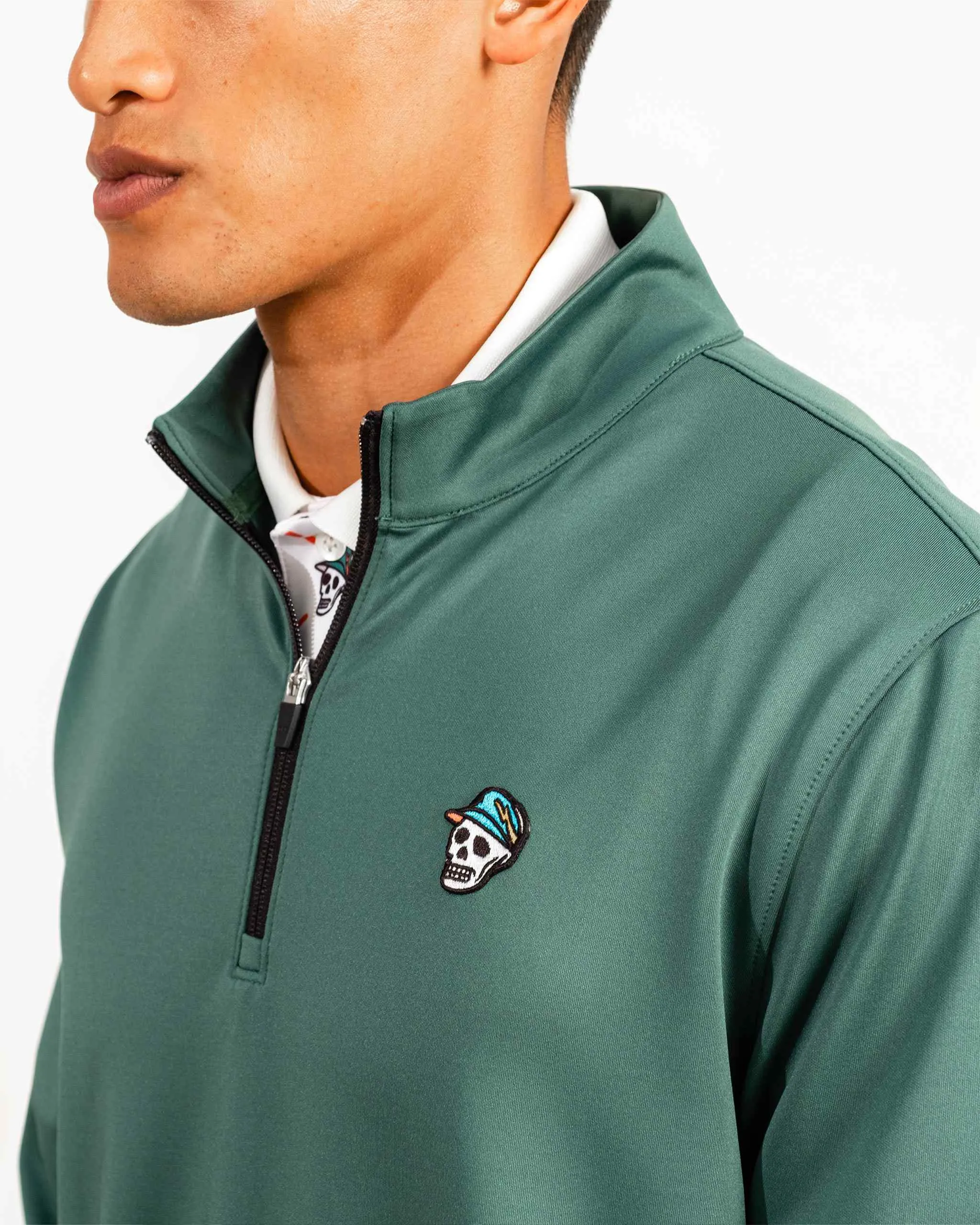 Skull Icon 1/4 Zip - Pure Green