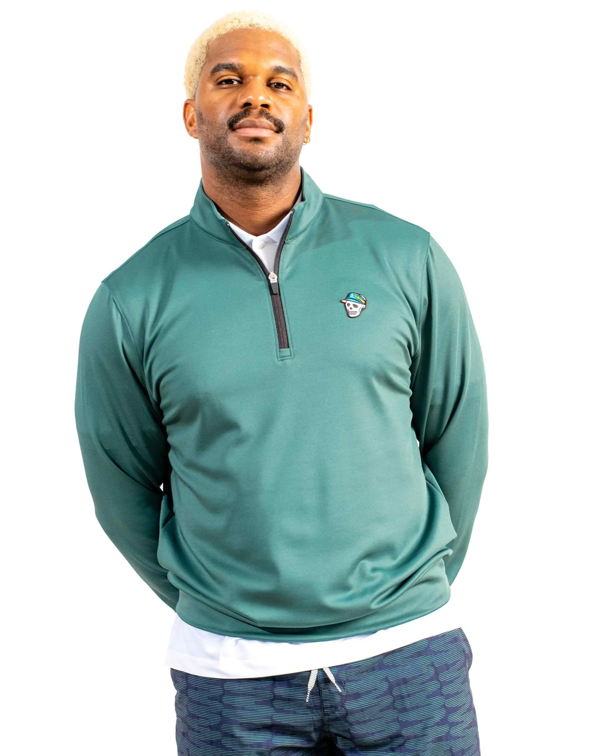 Skull Icon 1/4 Zip - Pure Green