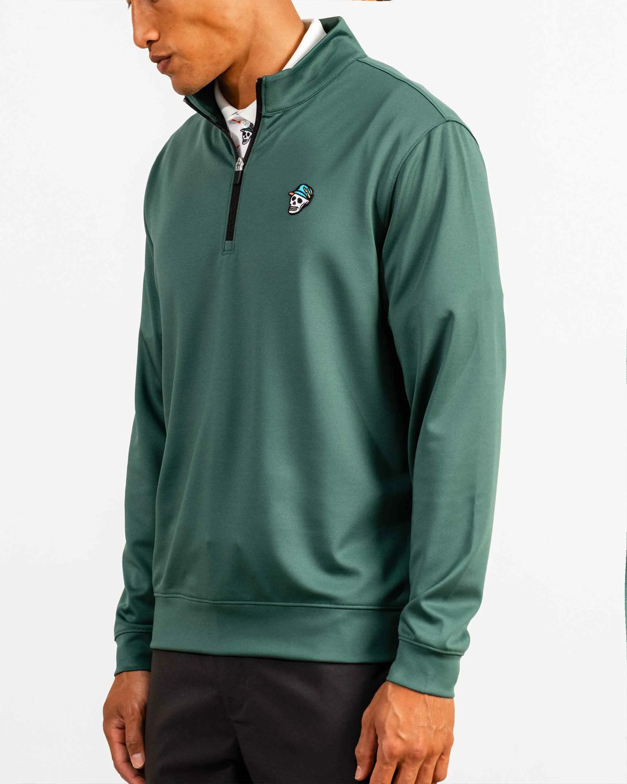 Skull Icon 1/4 Zip - Pure Green