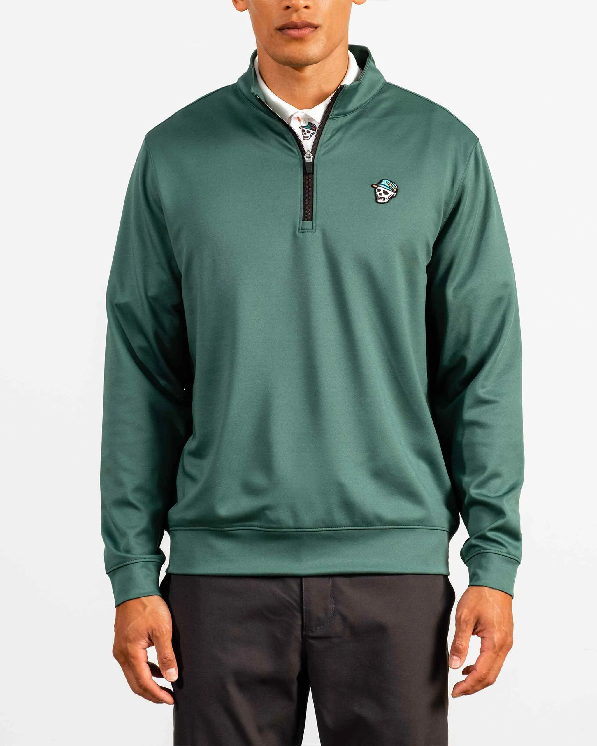 Skull Icon 1/4 Zip - Pure Green