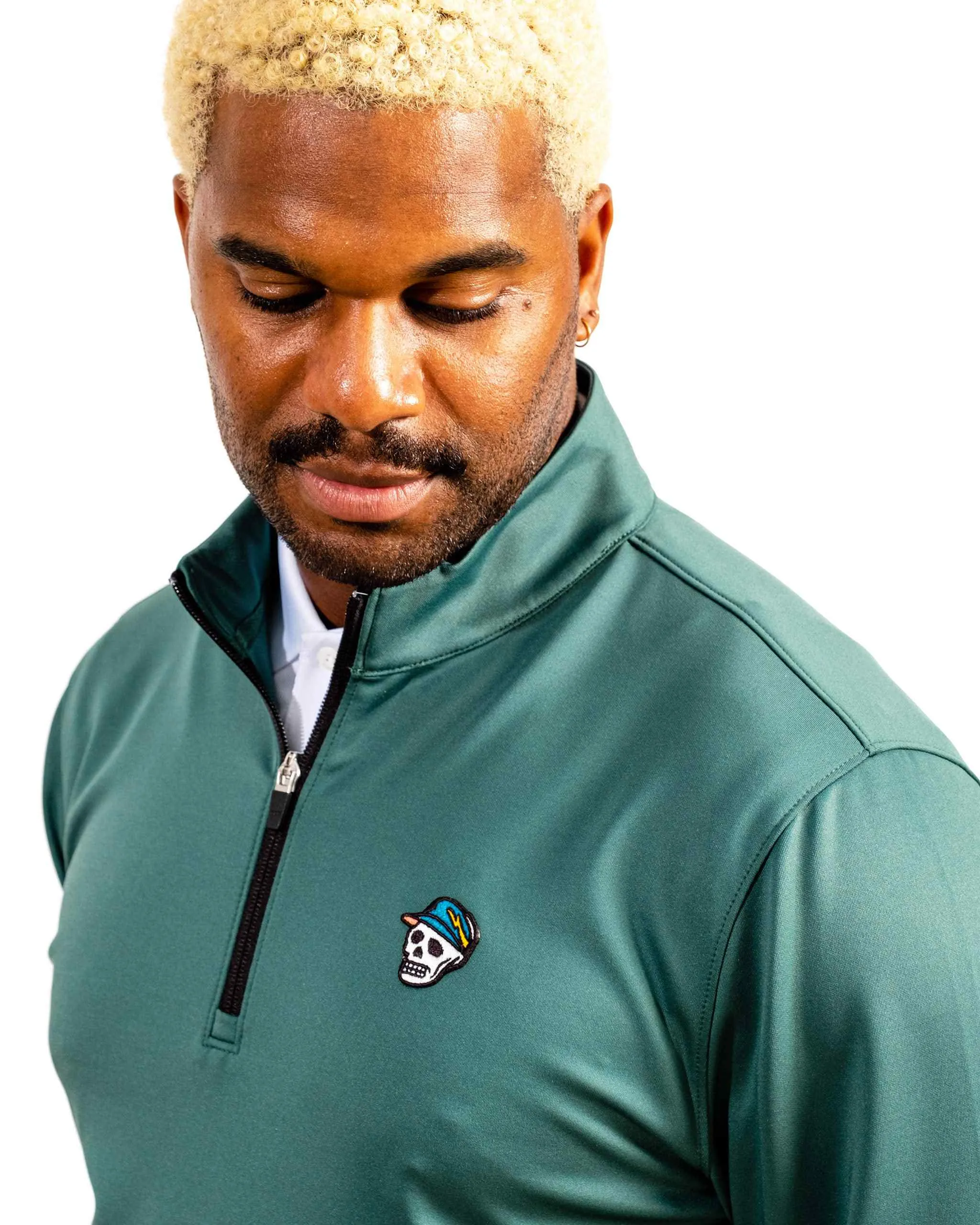 Skull Icon 1/4 Zip - Pure Green