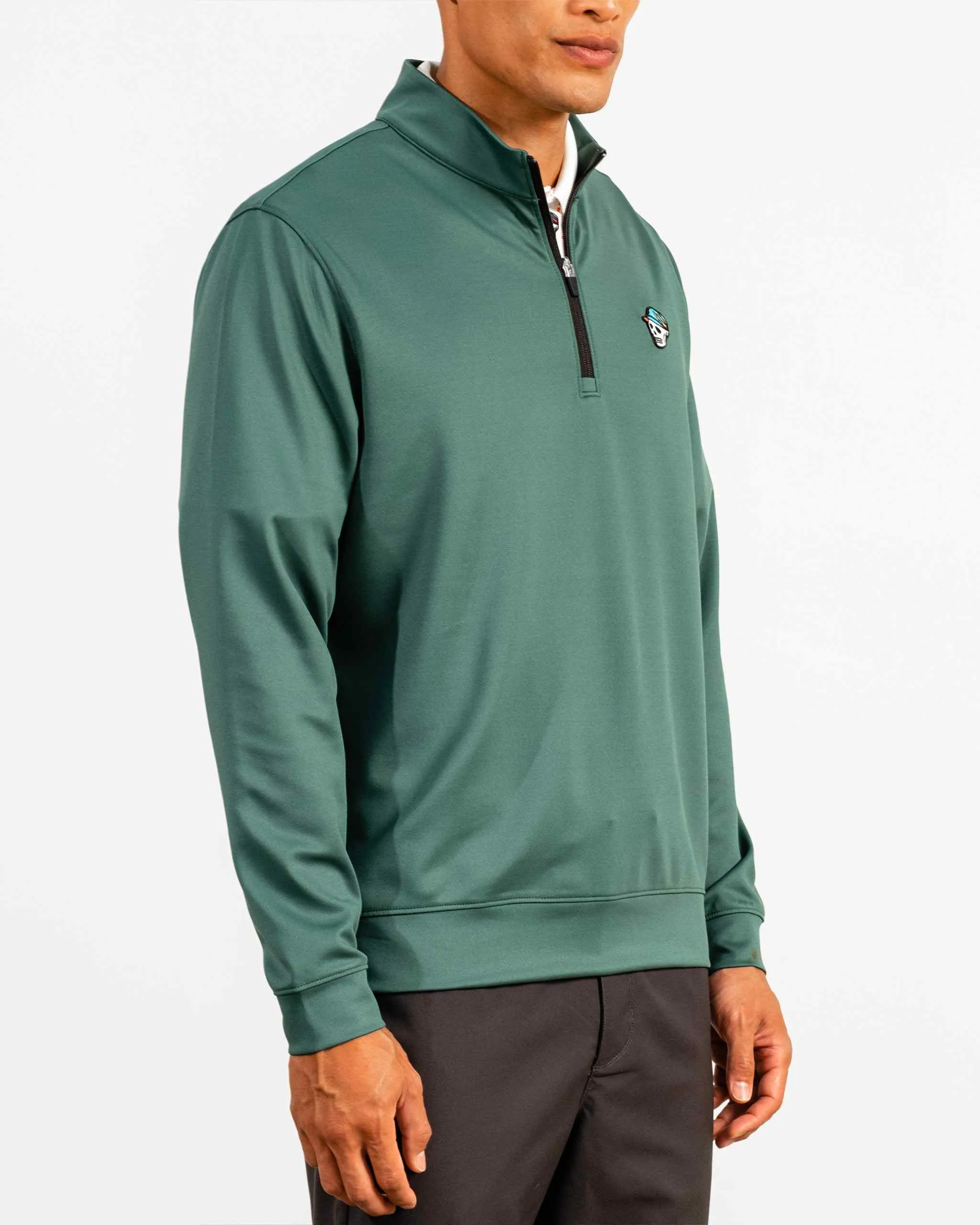 Skull Icon 1/4 Zip - Pure Green