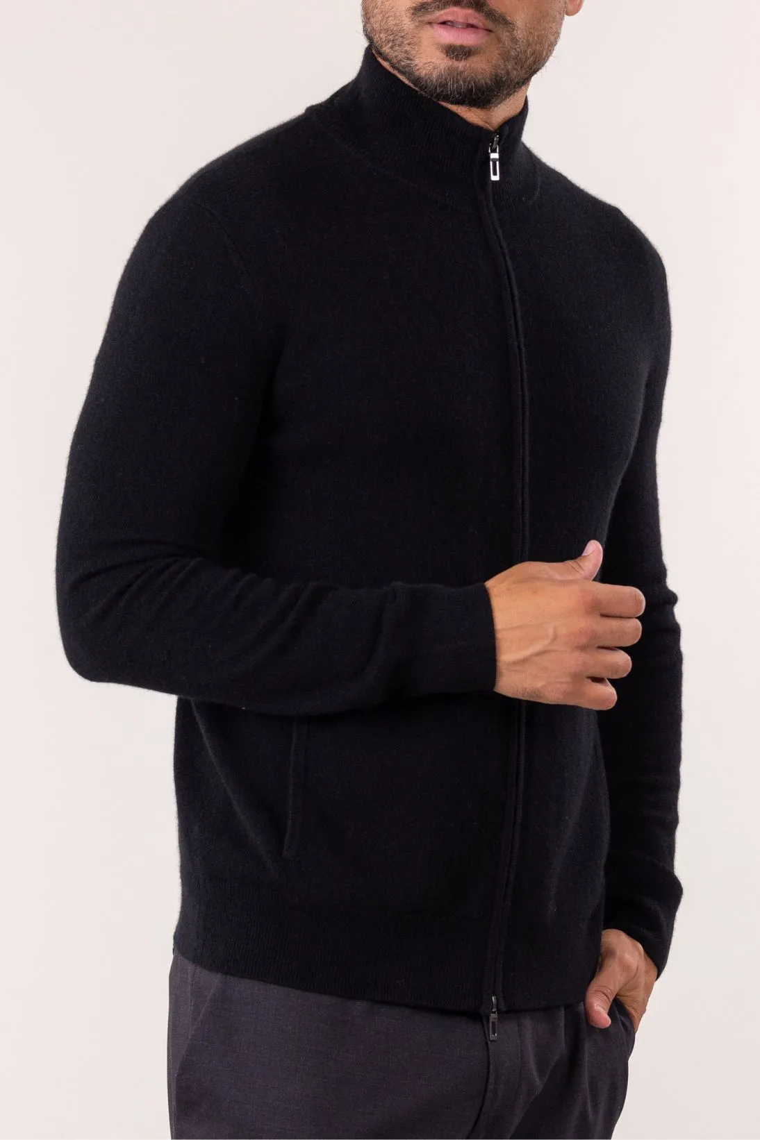 SUSTAINABLE CASHMERE ZIP CARDIGAN