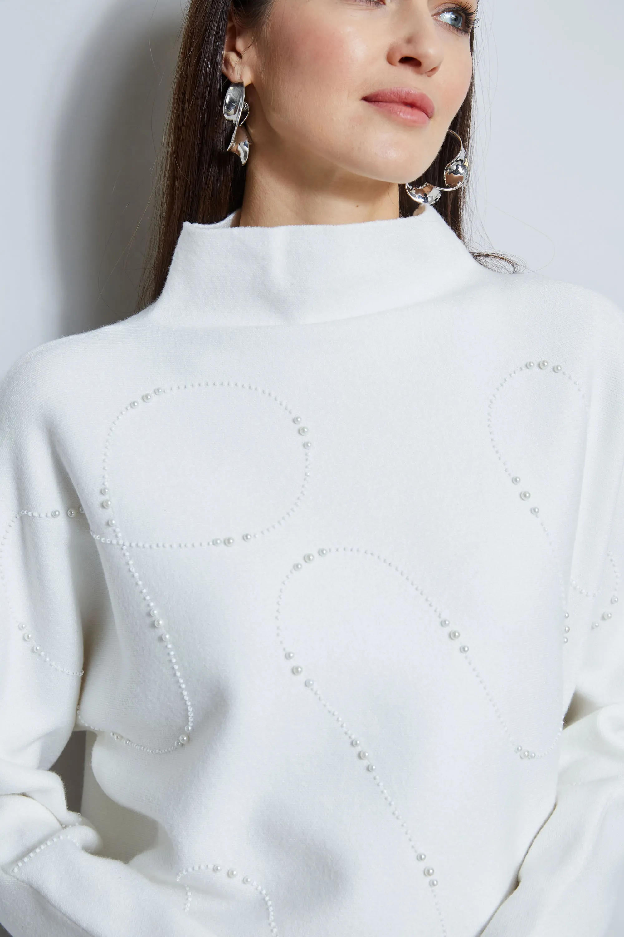 T-Tahari Pearl Mock Neck Sweater