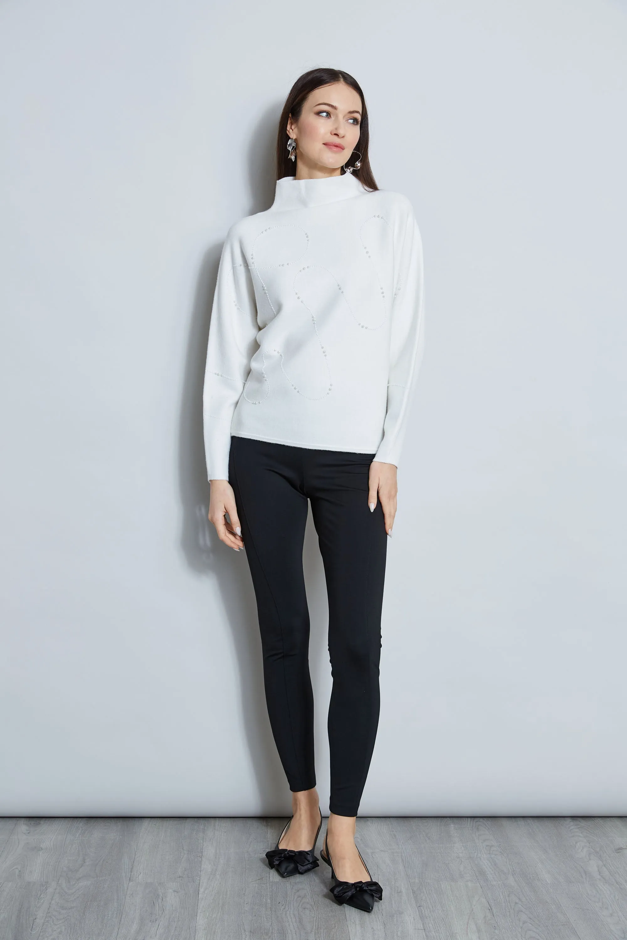 T-Tahari Pearl Mock Neck Sweater