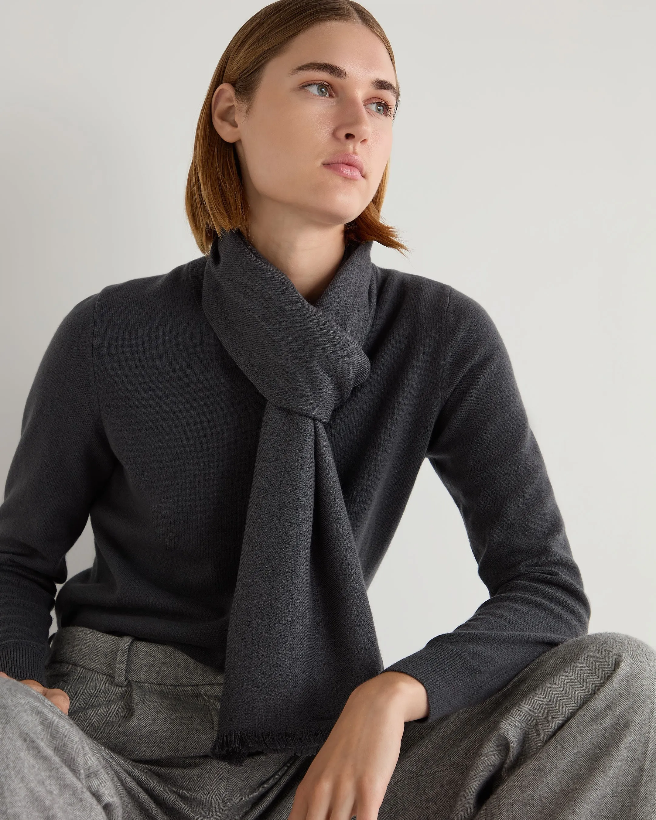 Women's Pashmina Cashmere Stole Anthracite Grey